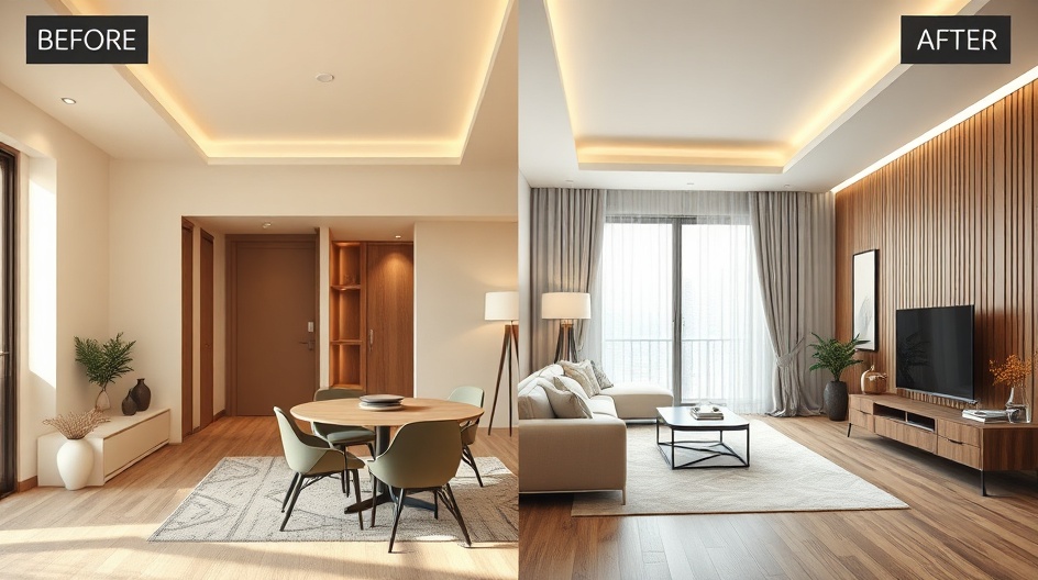 Porównanie gotowej aranżacji z projektem indywidualnym