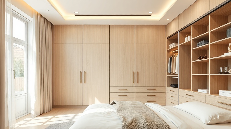 Szafa na wymiar z przesuwanymi drzwiami i zorganizowanym wnętrzem