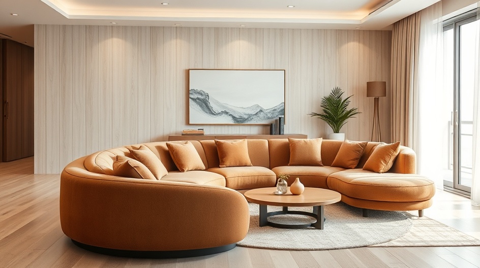 Modna kanapa modułowa w tkaninie boucle