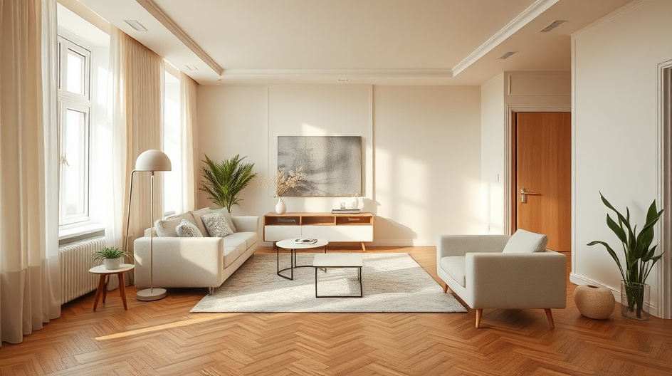 Odrestaurowane mieszkanie w bloku z wielkiej płyty w stylu modernistycznym