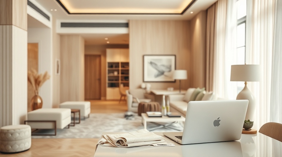 Projektantka wnętrz pracująca z materiałami i wizualizacjami