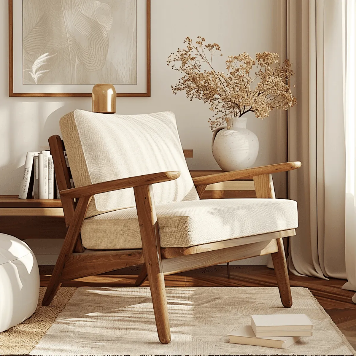 Elegancki salon w stylu modern classic z symetryczna aranzacja