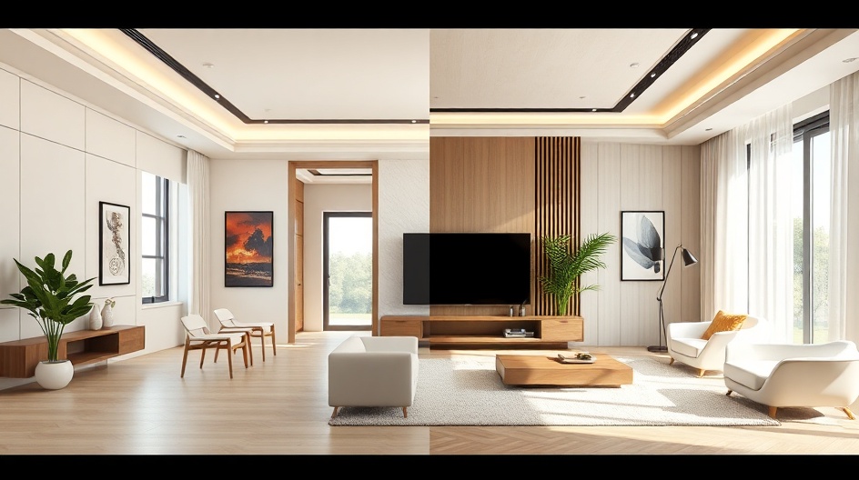 Wizualizacja 3D vs gotowe wnętrze — porównanie projektu z realizacją